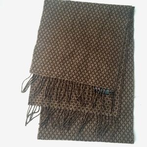 100% CASHMERE Scotland Made Scarf brown beige design